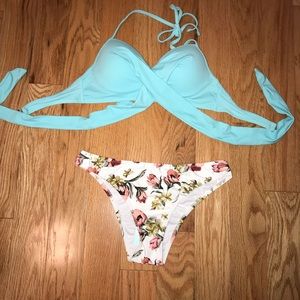 Cupshe Sweet Mint Cross Bikini Set